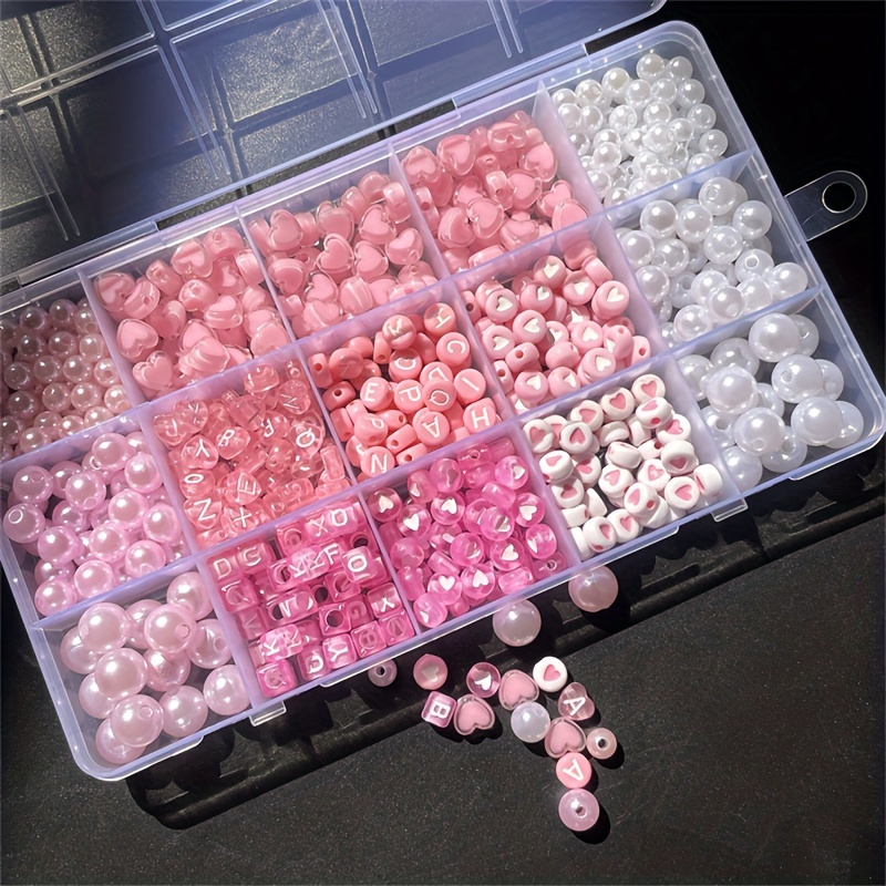 Jewelry Making Organizer Box - 10 Parçalı Pembe Alfabe Kutusu, Akrilik