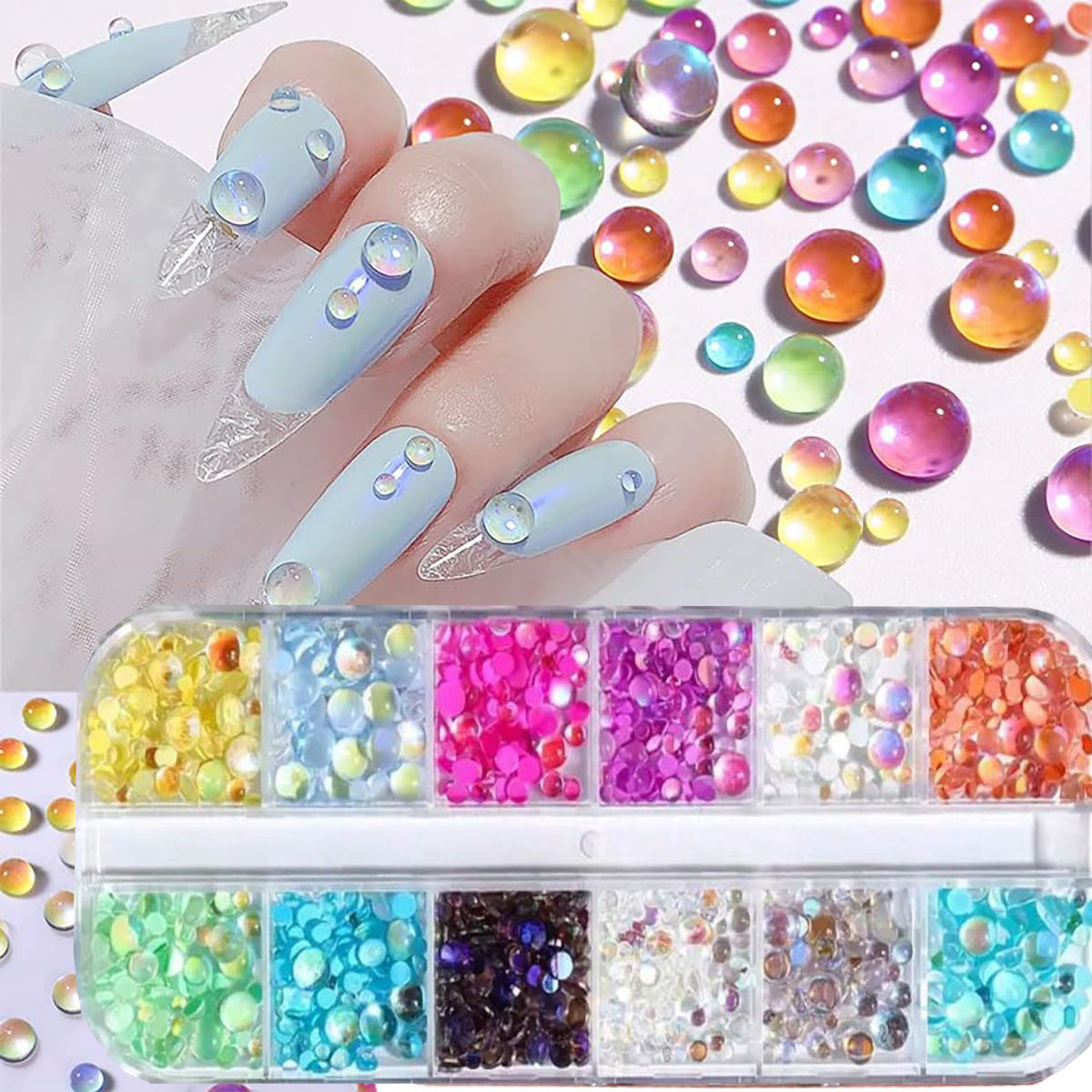 Crystal Bead Mix - 1 kutu Şeker Renk Karışık Boyut
