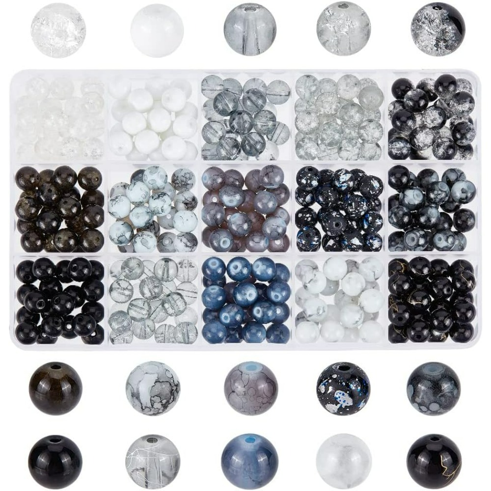 Jewelry Making Diy Kit - 300 adet 8mm Siyah Cam Boncuk
