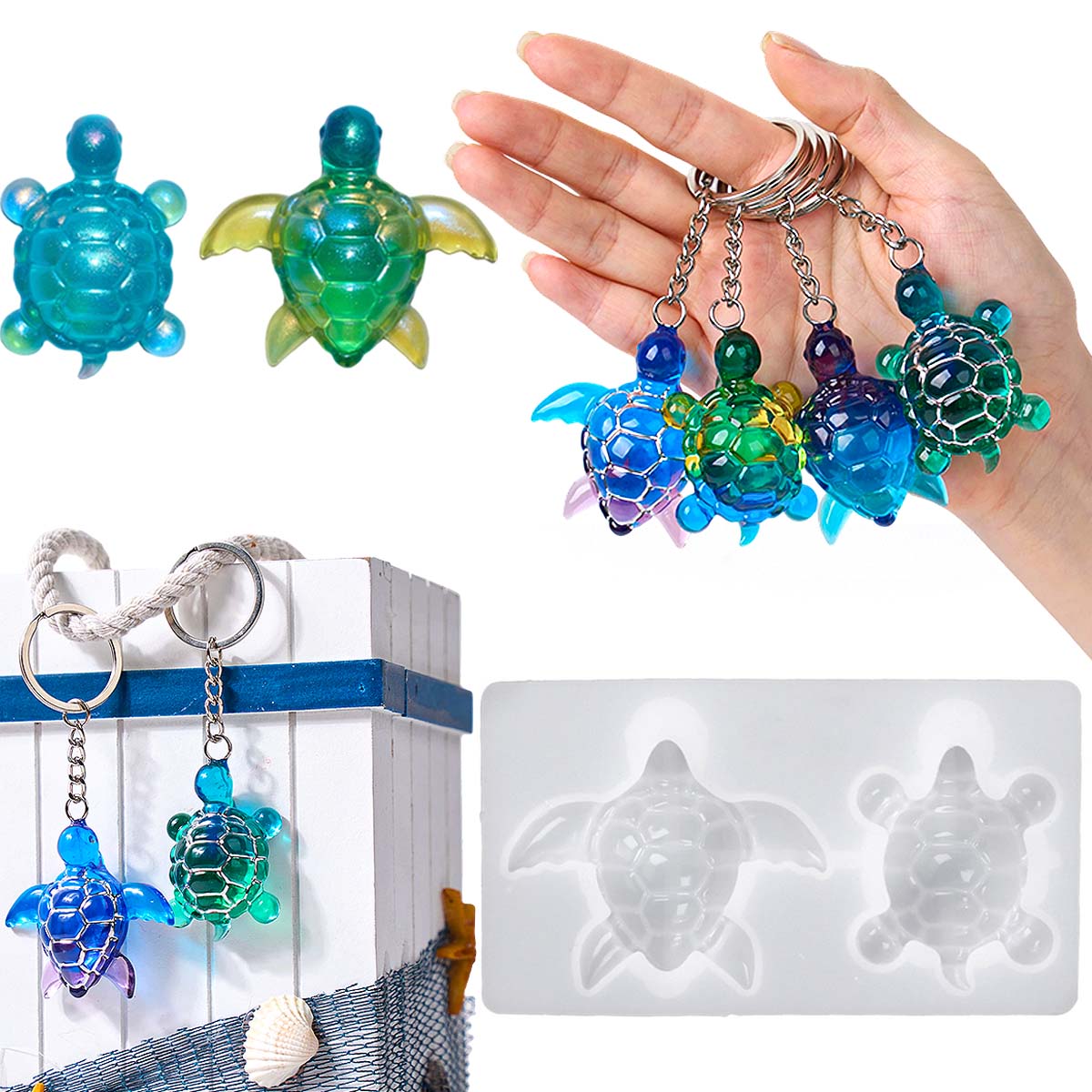 Jewelry Making Uv Resin Kit - 3D Deniz Kaplumbağası Anahtarlık Silikon Kalıp
