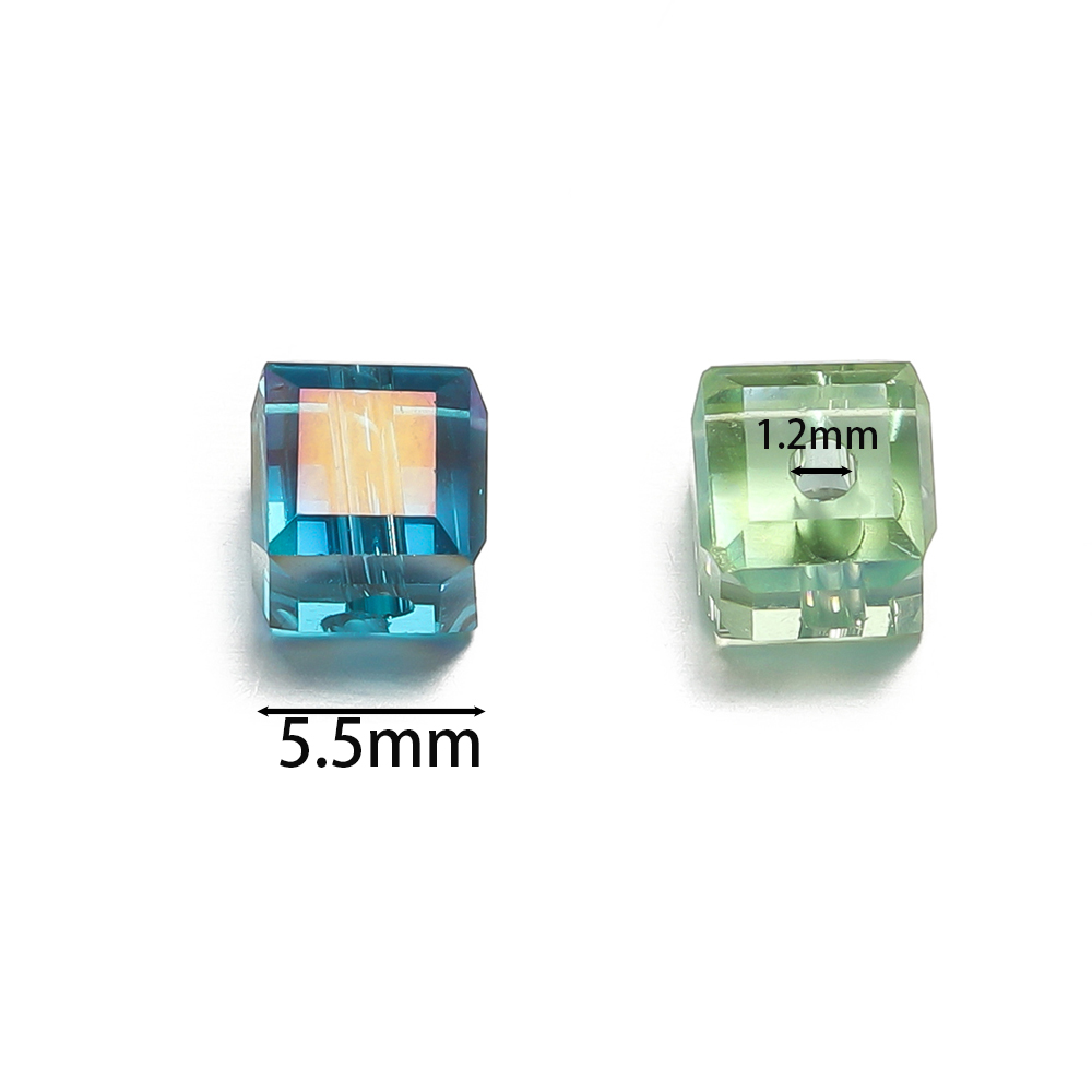 Crystal Bead Mix - 10 adet/grup Zarif Kare Renkli Kristal