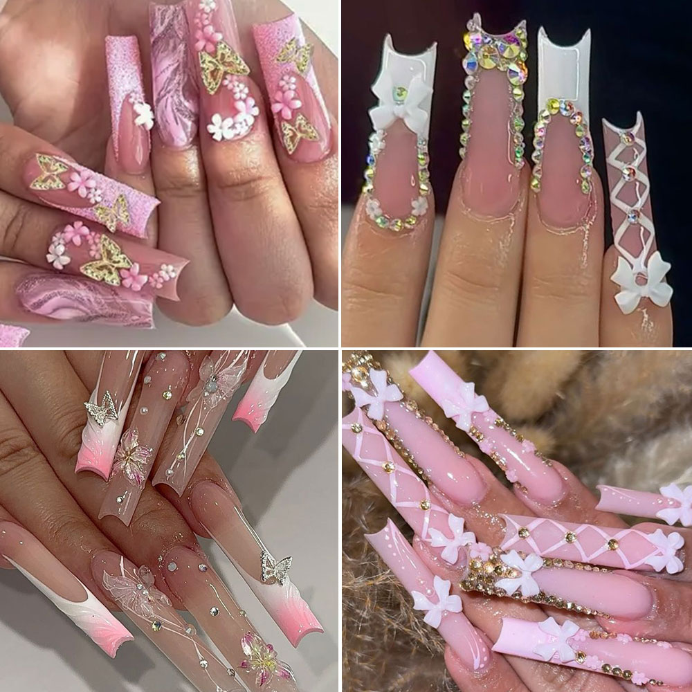 12 ızgara Pembe Beyaz Yay Nail - Crystal Bead Mix incelemesi ve fiyatı
