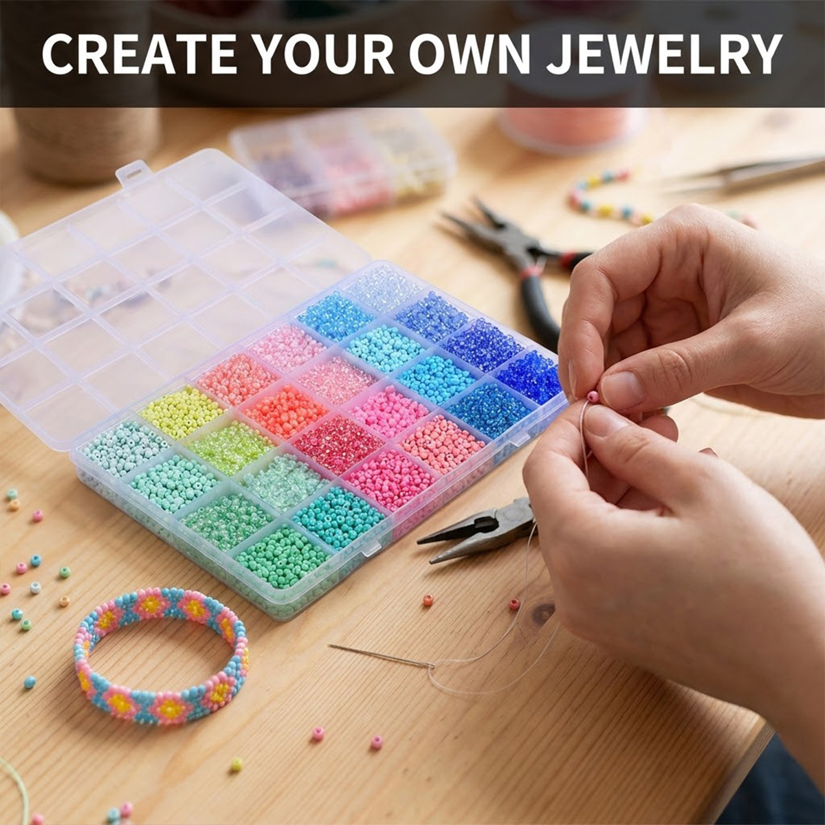 5200 Adet 3mm Cam Kum Boncuk S - Jewelry Making Organizer Box incelemesi ve fiyatı