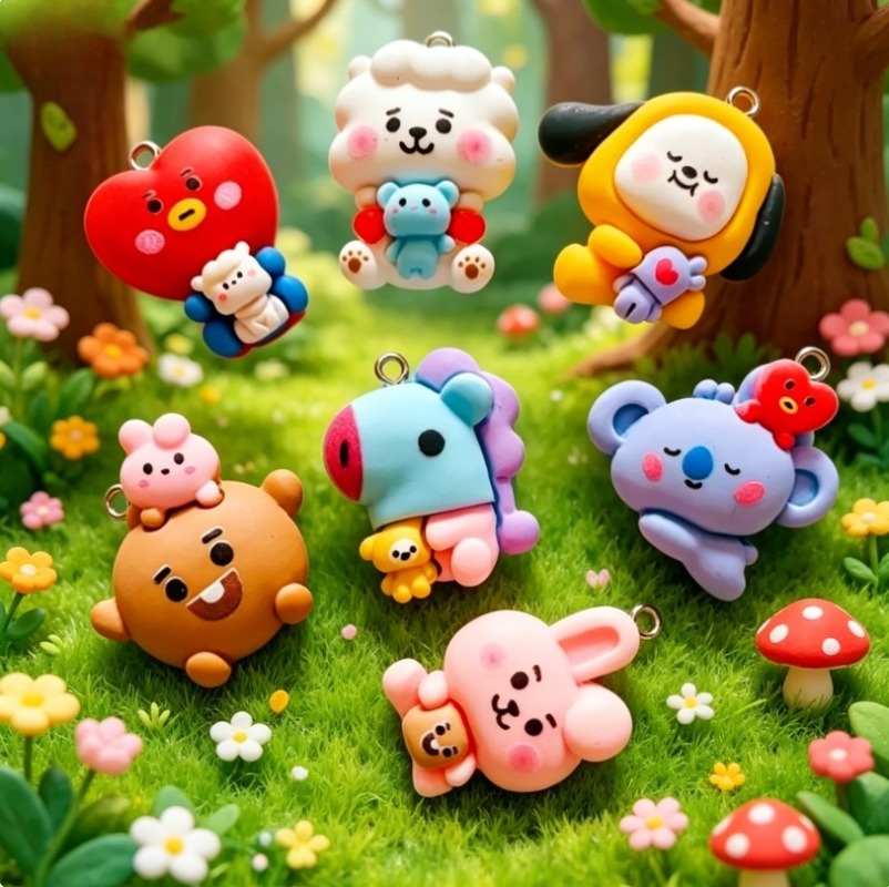 7 adet BT21 Reçine Karikatür F - Jewelry Making Designs incelemesi ve fiyatı