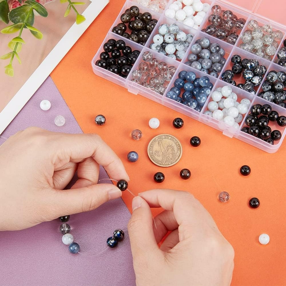 300 adet 8mm Siyah Cam Boncuk  - Jewelry Making Diy Kit incelemesi ve fiyatı